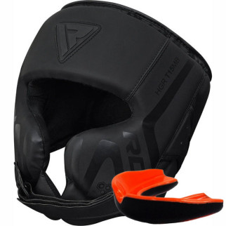 Боксерський шолом RDX T15 Noir Cheek Protector Matte Black  M (капа у комплекті) - Інтернет-магазин спільних покупок ToGether