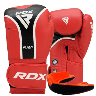 Боксерські рукавиці RDX AURA PLUS T-17 Red/Black 16 унцій (капа в комплекті) - Інтернет-магазин спільних покупок ToGether