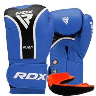 Боксерські рукавиці RDX AURA PLUS T-17 Blue/Black 16 унцій (капа в комплекті) - Інтернет-магазин спільних покупок ToGether