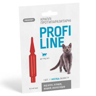 Краплі від бліх, кліщів та вошей Provet Profiline для котів до 4 кг 1 піп - Інтернет-магазин спільних покупок ToGether