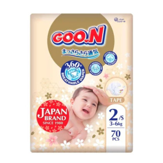 Підгузки GOO.N Premium Soft для дітей 3-6 кг (розмір 2(S), на липучках, унісекс, 70 шт) - Інтернет-магазин спільних покупок ToGether