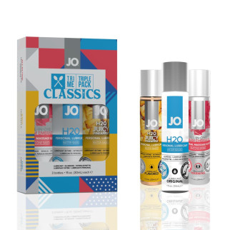 Набір JO Tri-Me Triple Pack — Classics (3×30 мл) водна, силіконова та смакова змазка - Інтернет-магазин спільних покупок ToGether