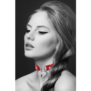 Чокер з замочком-сердечком Bijoux Pour Toi - HEART LOCK Red, екошкіра - Інтернет-магазин спільних покупок ToGether