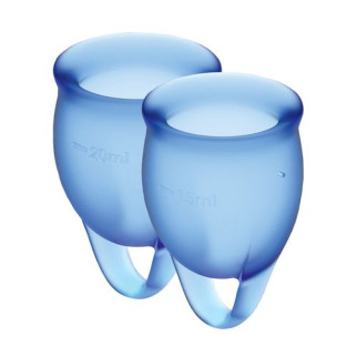 Набір менструальних чаш Satisfyer Feel Confident (dark blue), 15мл та 20мл, мішечок для зберігання - Інтернет-магазин спільних покупок ToGether