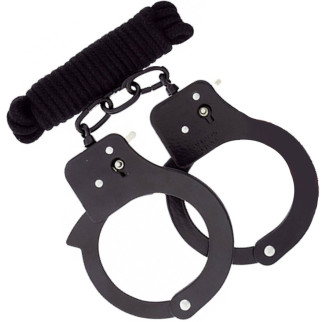 Набір наручники та бондаж Bondx Metal Cuffs & Love, чорний - Інтернет-магазин спільних покупок ToGether