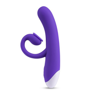 Подвійний вібратор з технологією пульсації повітря Blush Oh Bunny, фіолетовий, 19.6 х 3.1 см - Інтернет-магазин спільних покупок ToGether