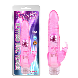 Подвійний вібратор Chisa Novelties Jelly Glitters Dual Teaser Pink - Інтернет-магазин спільних покупок ToGether