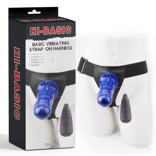 Страпон-фаллопротез з вібрацією Hi-Basic Vibrating Flesh Strap on Harn, Синий - Інтернет-магазин спільних покупок ToGether