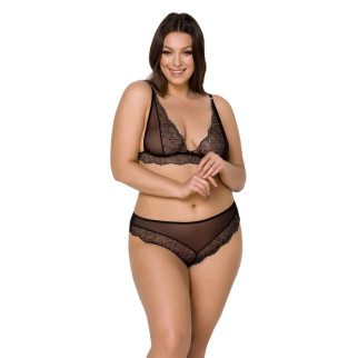 Комплект білизни Passion AMBERLY SET 6XL/7XL black, ліф, трусики бразиліана, люрексова нитка - Інтернет-магазин спільних покупок ToGether