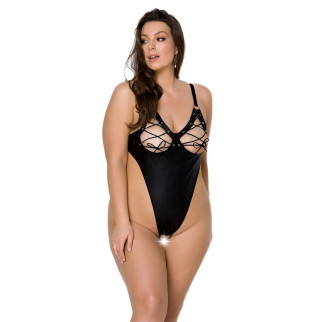 Боді з екошкіри Passion CELINE BODY 6XL/7XL black, з доступом, відкритий - Інтернет-магазин спільних покупок ToGether