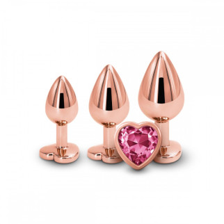 Набір анальних пробок з каменем Rear Assets Trainer Kit Heart Pink - Інтернет-магазин спільних покупок ToGether