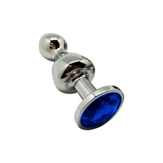 Металева анальна пробка Wooomy Lollypop Double Ball Metal Plug Blue M діаметр 3,1 см, довжина 9,4 см - Інтернет-магазин спільних покупок ToGether