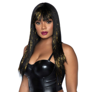 Чорна перука із золотими пасмами Leg Avenue Long bang wig with tinsel, 60 см - Інтернет-магазин спільних покупок ToGether