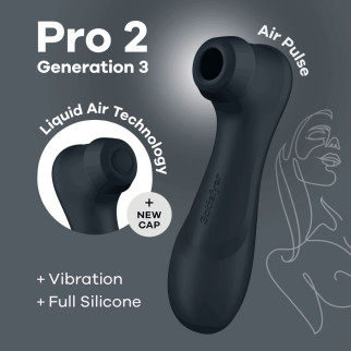Вакуумний кліторальний стимулятор Satisfyer Pro 2 Generation 3 with Liquid Air Dark Grey - Інтернет-магазин спільних покупок ToGether