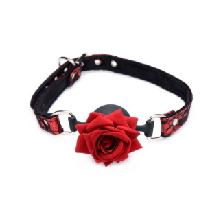 Кляп з трояндою Master Series: Eye-Catching Ball Gag With Rose, чорно-червоний - Інтернет-магазин спільних покупок ToGether