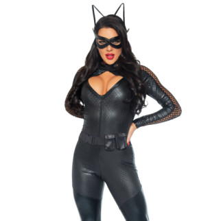 Еротичний костюм супергероя-кішечки Leg Avenue Wicked Kitty S, комбінезон, пояс, маска, вушка - Інтернет-магазин спільних покупок ToGether