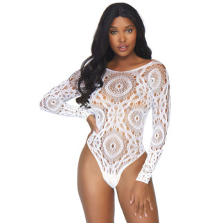 Еротичне боді-бодістокінг Leg Avenue Snap crotch thong back teddy White M/L - Інтернет-магазин спільних покупок ToGether