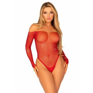 Сітчасте боді зі стразами Leg Avenue Crystalized fishnet bodysuit Red One Size - Інтернет-магазин спільних покупок ToGether