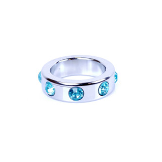 Ерекційне кільце Boss Series Metal Cock Ring with Light Blue Diamonds Medium - Інтернет-магазин спільних покупок ToGether