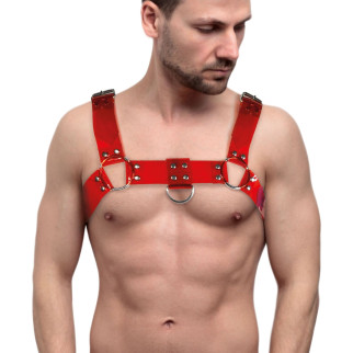 Чоловіча портупея на груди Feral Feelings - Bulldog Harness Red Trasparent - Інтернет-магазин спільних покупок ToGether