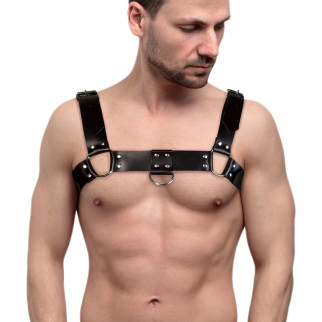 Чоловіча портупея на груди з натуральної шкіри Feral Feelings - Bulldog Harness Black - Інтернет-магазин спільних покупок ToGether