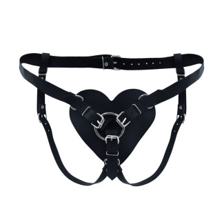 Трусики Серце для страпону з натуральної шкіри Feral Feelings - Hearts Strap-on Belt Black - Інтернет-магазин спільних покупок ToGether