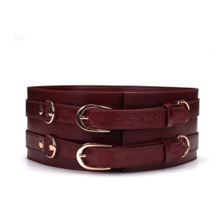 Шкіряний пояс для бондажу Liebe Seele Wine Red Waist Cuff M Size - Інтернет-магазин спільних покупок ToGether