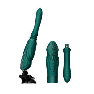 Компактна смарт секс-машина Zalo – Sesh Turquoise Green, 2 насадки, пульт ДК, кристал Swarovski - Інтернет-магазин спільних покупок ToGether