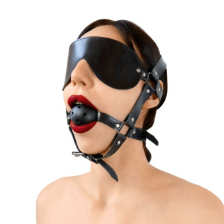 Кляп-маска Art of Sex - Deymon, екошкіра, колір чорний - Інтернет-магазин спільних покупок ToGether