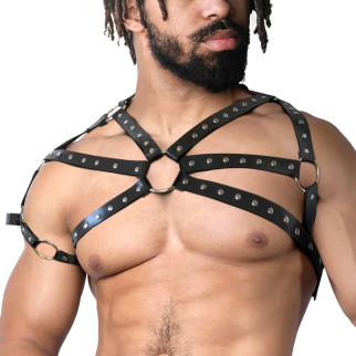 Чоловіча портупея Art of Sex - Ares, натуральна шкіра, колір Чорний, розмір L-2XL - Інтернет-магазин спільних покупок ToGether