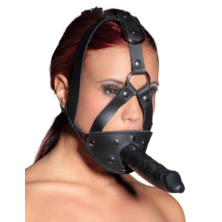 Маска з кляпом та фалоімітатором ZADO Leather Head Harness with Dildo - Інтернет-магазин спільних покупок ToGether