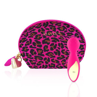 Мінівібромасажер Rianne S: Lovely Leopard Pink, 10 режимів роботи, косметичка-чохол, мед.силікон - Інтернет-магазин спільних покупок ToGether