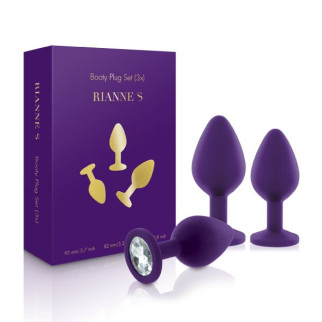 Набір силіконових анальних пробок із кристалом Rianne S: Booty Plug Set Purple, діаметр 2,7см, 3,5см - Інтернет-магазин спільних покупок ToGether