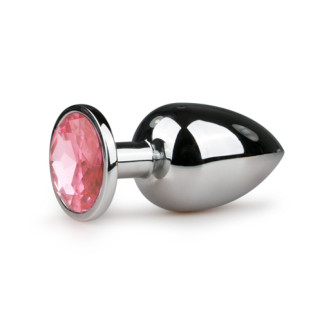 Анальна пробка Easytoys з рожевим кристалом, срібна, 9.5 х 3.8 см - Інтернет-магазин спільних покупок ToGether