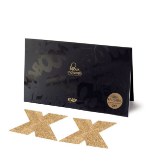 Пестіс - стикини Bijoux Indiscrets - Flash Cross Gold, наклейки на соски - Інтернет-магазин спільних покупок ToGether