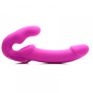 Безремневий страпон з вібрацією Strap U, силіконовий, рожевий, 24.7 х 4 см - Інтернет-магазин спільних покупок ToGether