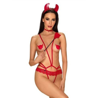 Костюм дияволиці Obsessive Evilia teddy red L/XL 4 предмети - Інтернет-магазин спільних покупок ToGether