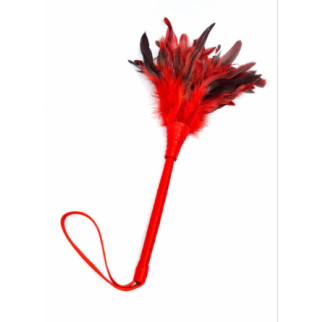 Тіклер DS Fetish зі штучного пір'я, на довгій ручці, червоний, 35 см - Інтернет-магазин спільних покупок ToGether