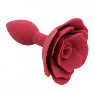 Анальна пробка зі стоппером у формі троянди, силіконова, бордова, 7 х 2.7 см - Інтернет-магазин спільних покупок ToGether