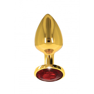 Анальна металева пробка M (Medium) з каменем червоного кольору Butt Plug With Diamond Jewel Taboom - Інтернет-магазин спільних покупок ToGether
