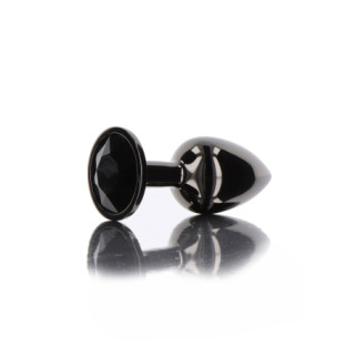 Анальна металева пробка M із чорним каменем Butt Plug With Diamond Jewel Taboom - Інтернет-магазин спільних покупок ToGether