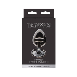 Анальний корок L чорний металевий з чорним каменем Butt Plug With Diamond Jewel Taboom - Інтернет-магазин спільних покупок ToGether