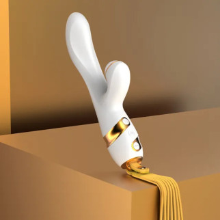 Вібратор-кролик з пульсацією Sevanda Lockink, з флогером, силіконовий, білий, 23 х 3.7 см - Інтернет-магазин спільних покупок ToGether