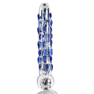 Скляний фалоімітатор з рельєфом Diamond Dazzler прозорий з блакитним, 18 см х 3.5 см - Інтернет-магазин спільних покупок ToGether