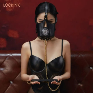 Маска на голову з повідцем та нашийником LOCKINK Blowjob Head Harness Muzzle for Puppy Play - Інтернет-магазин спільних покупок ToGether