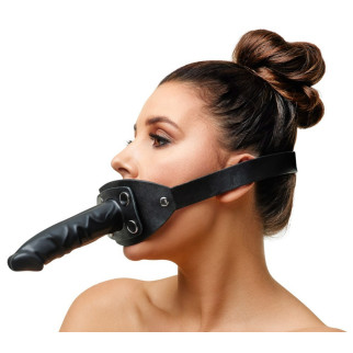 Кляп ZADO з регульованим чорним шкіряним ремінцем на голову та знімним зовнішнім фалоімітатором - Інтернет-магазин спільних покупок ToGether