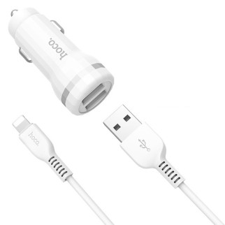 АЗП Hoco Z27 Staunch (2USB 2.4A) (+кабель Lighthing) Білий - Інтернет-магазин спільних покупок ToGether