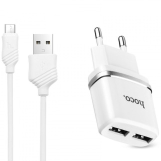 МЗП Hoco C12 Charger + Cable (Micro) 2.4A 2USB Білий - Інтернет-магазин спільних покупок ToGether