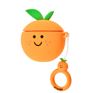 Силіконовий футляр Smile Fruits series для навушників AirPods 1/2 + кільце orange - Інтернет-магазин спільних покупок ToGether