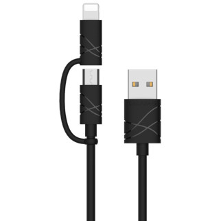 Дата кабель Usams US-SJ077 2in1 U-Gee USB to Micro USB + Lightning (1m) Чорний - Інтернет-магазин спільних покупок ToGether